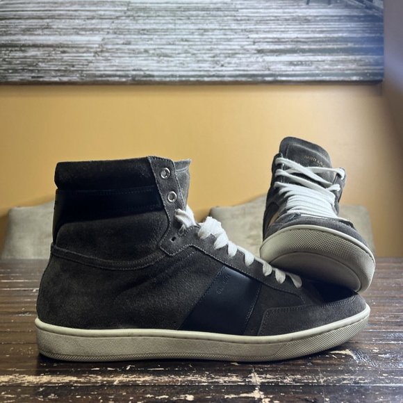 SAINT LAURENT Men SL/10H SIGNATURE COURT CLASSIC Brown Suede Hi-Tops Size 41 - Picture 1 of 7